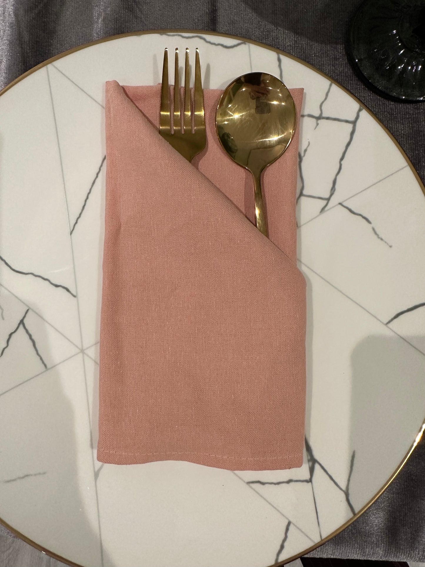 Blush pink linen cotton napkin rent in Toronto for wedding