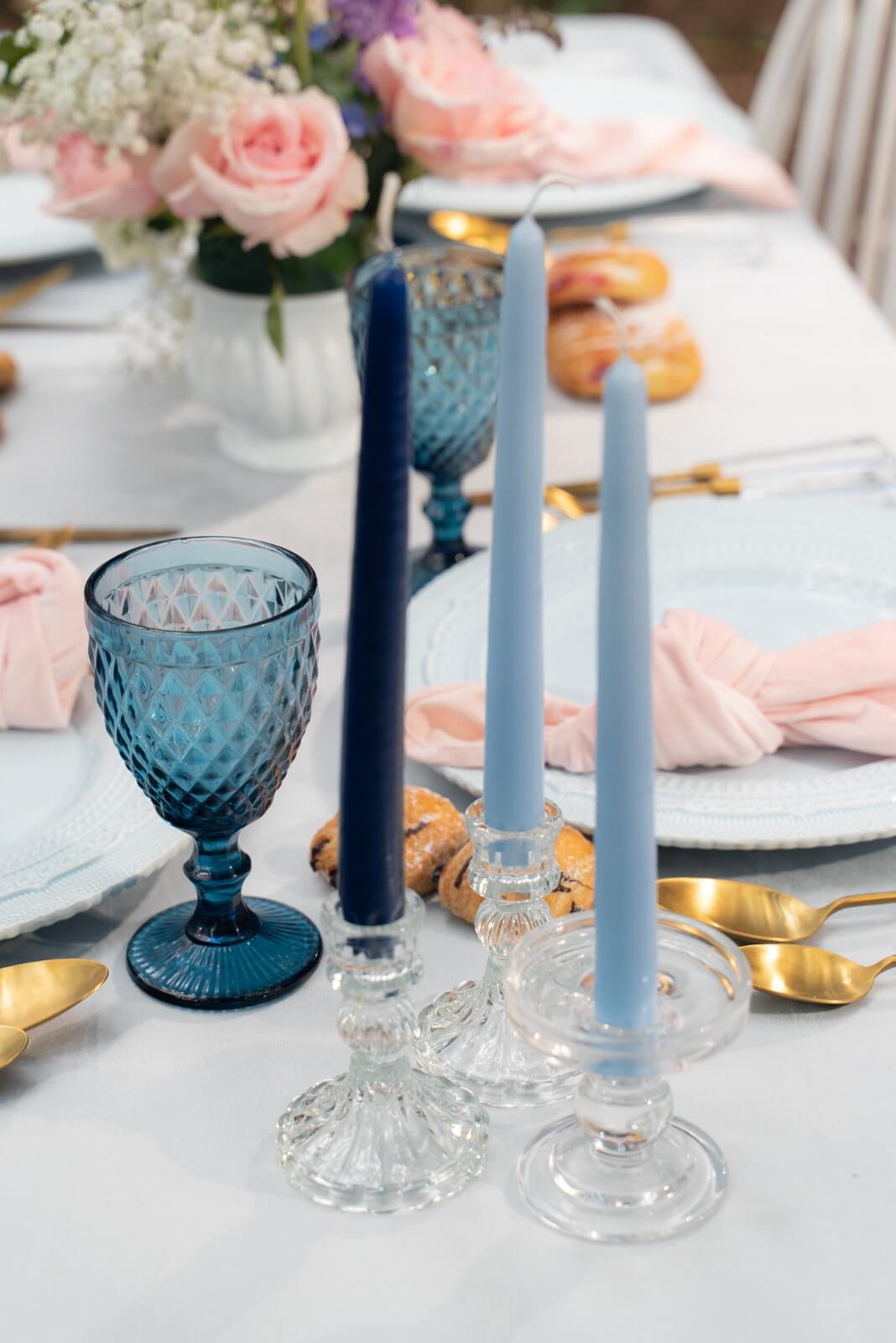 Dusty blue table cloth velvet 2025 trending wedding decor