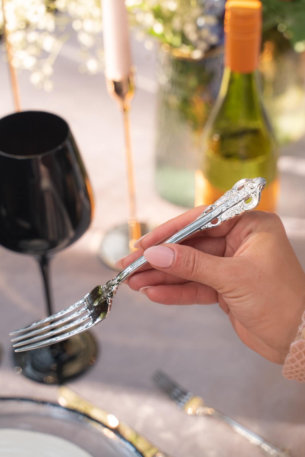 Modern and new trend Silvery cutlery set rent in Vaughan for your special event