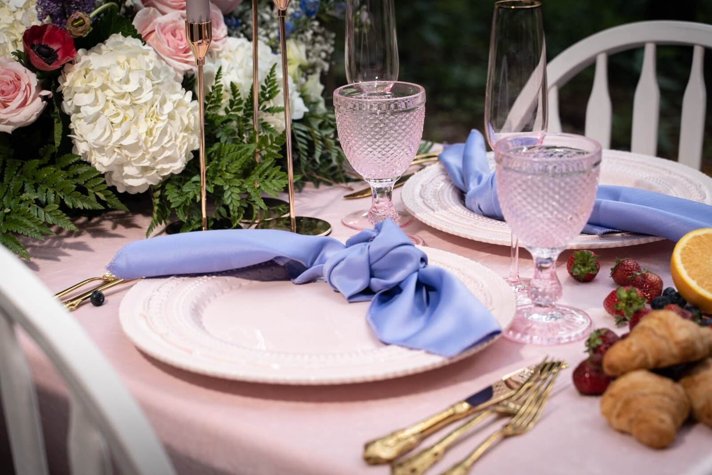Blush pink Charger plate rent for baptism or wedding in Vaughan