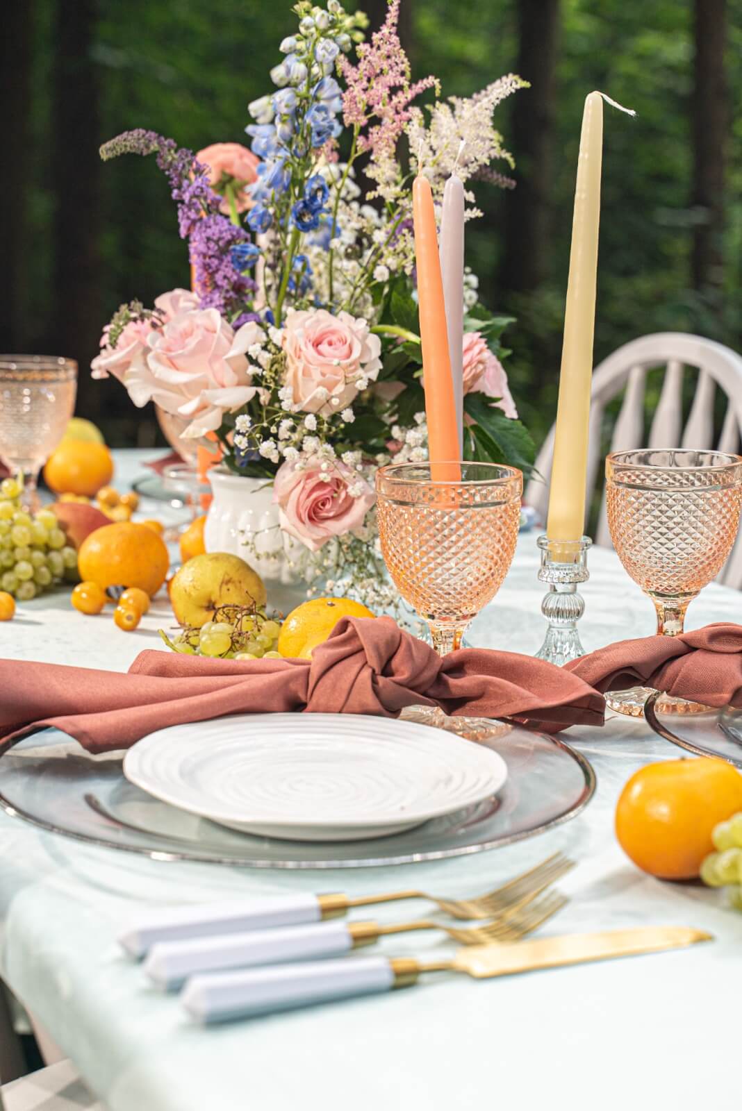 Peach stud goblet rental in vaughan Mississauga toronto for weddings, bridal shower and special events