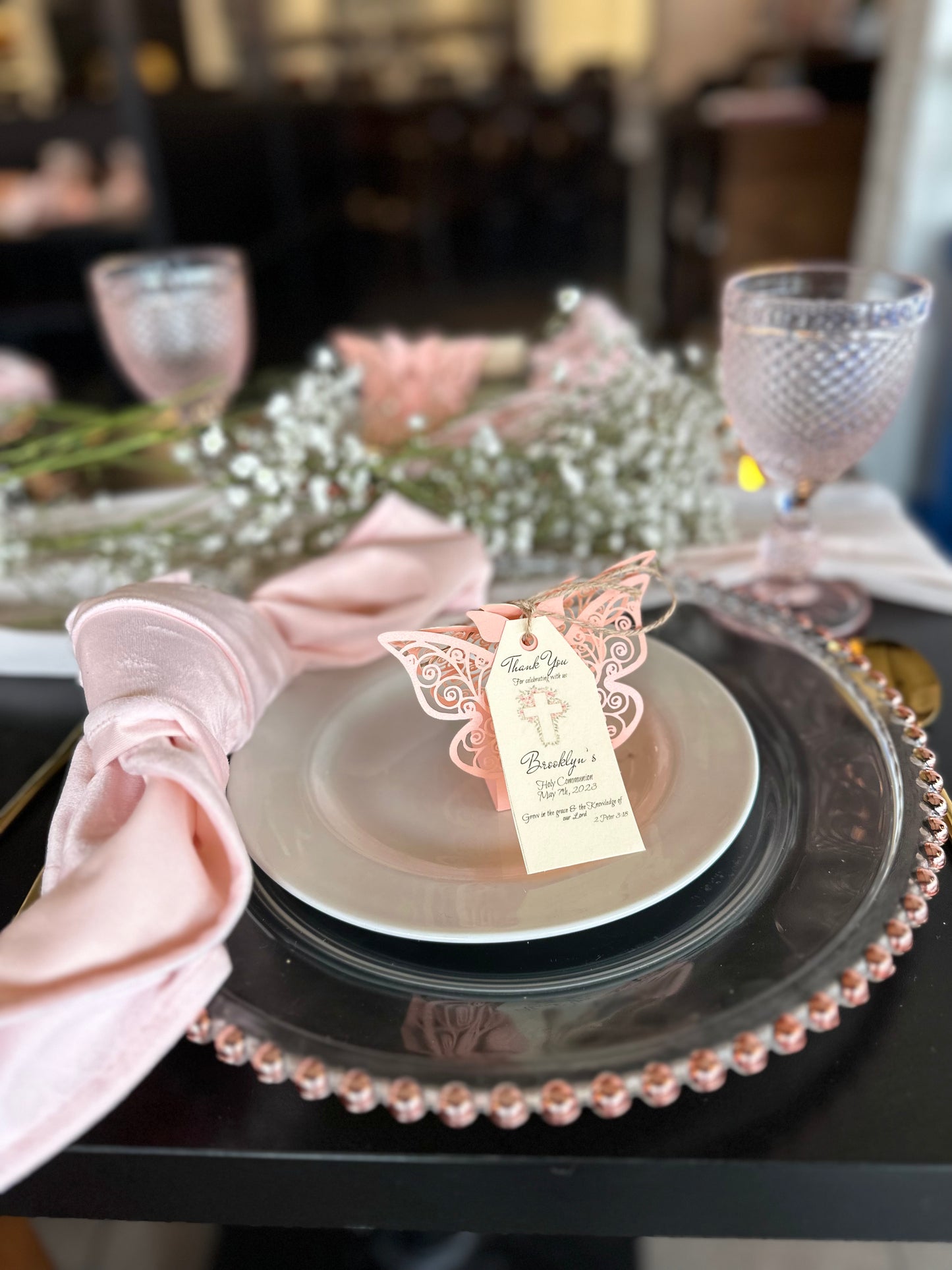 rosegold glass charger plate rent in Vaughan for baby shower