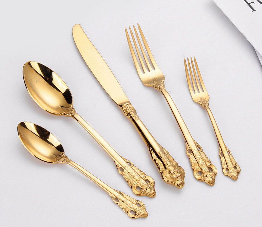 Gold cutlery set rent in Vaughan for your luxury wedding