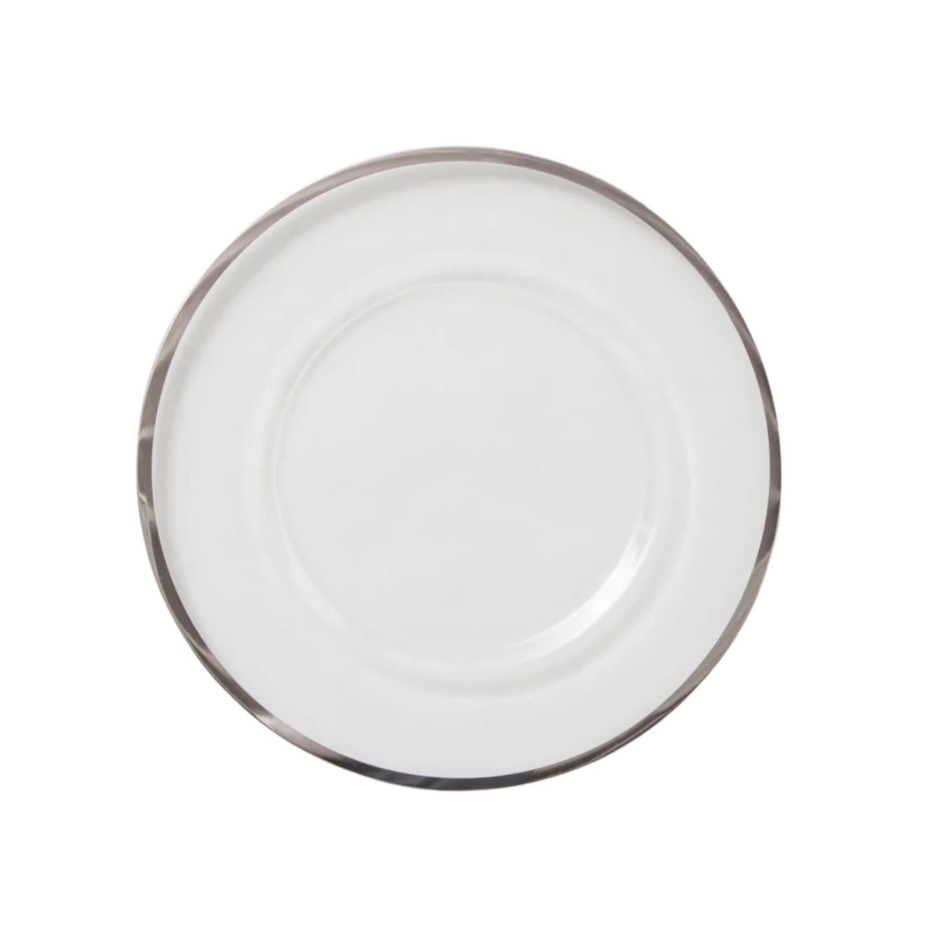 Silver Rim Glass Charger Plate