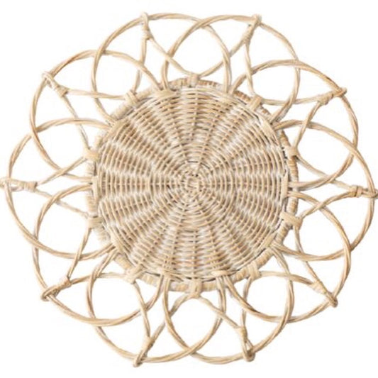 Whitewash Wing Woven Charger 14"