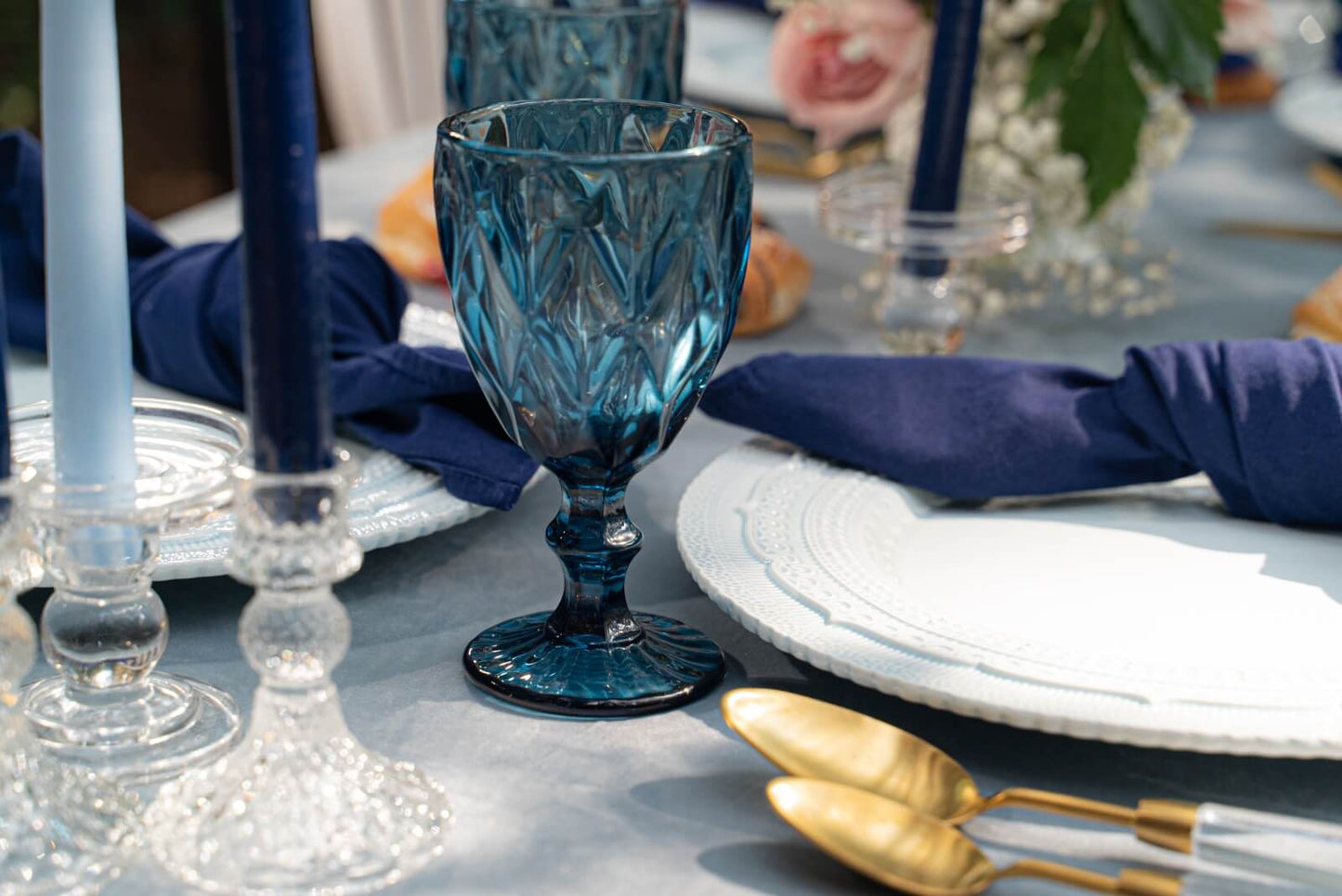 Blue goblet rent for any event in Toronto