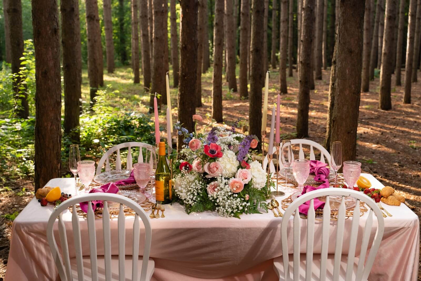 Blush pink Velvet table cloth rent Mississauga