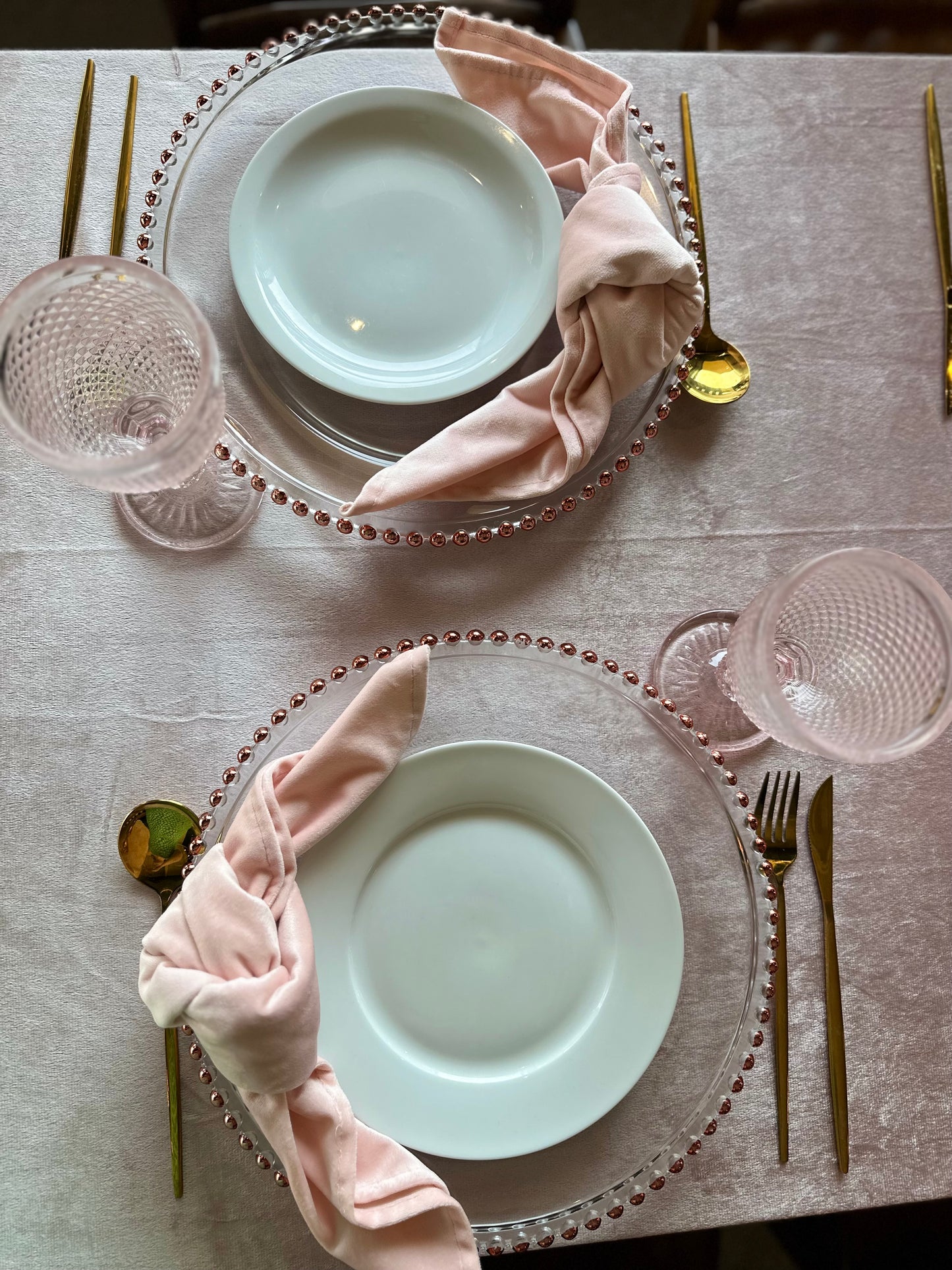 Blush Pink Velvet Tablecloth