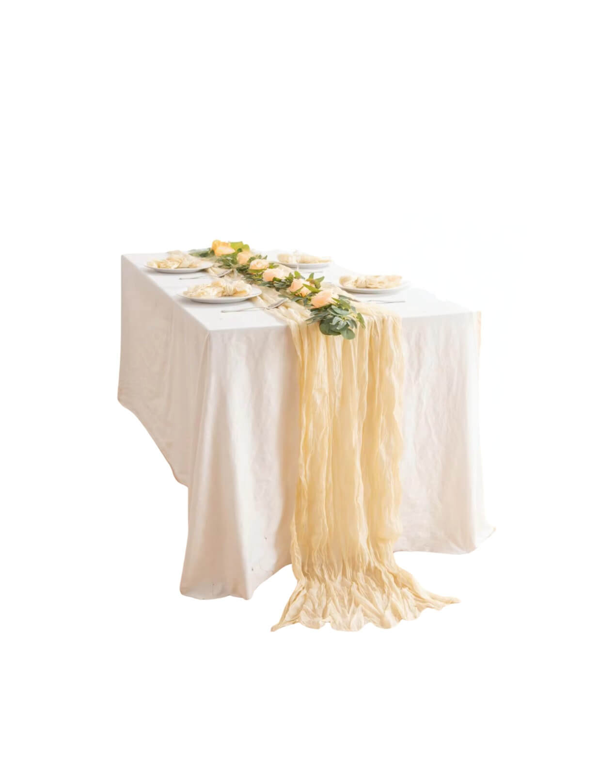 Ivory cheesecloth table runner rent in Toronto 
