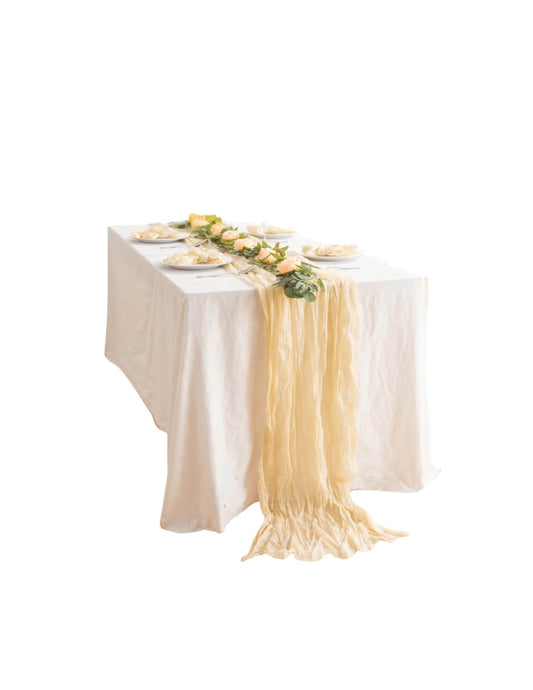 Ivory cheesecloth table runner rent in Toronto 