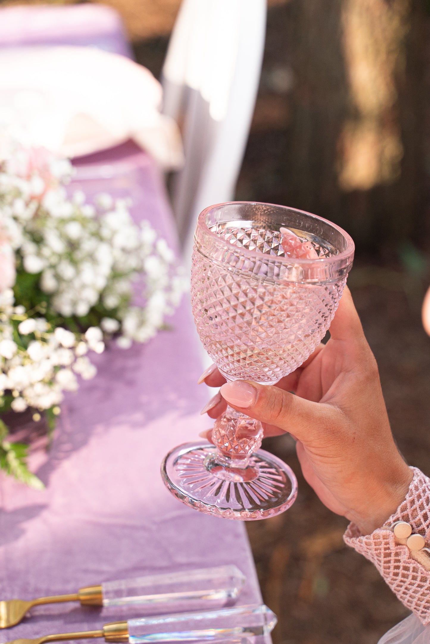 Pink goblet rent in Toronto for bridal shower