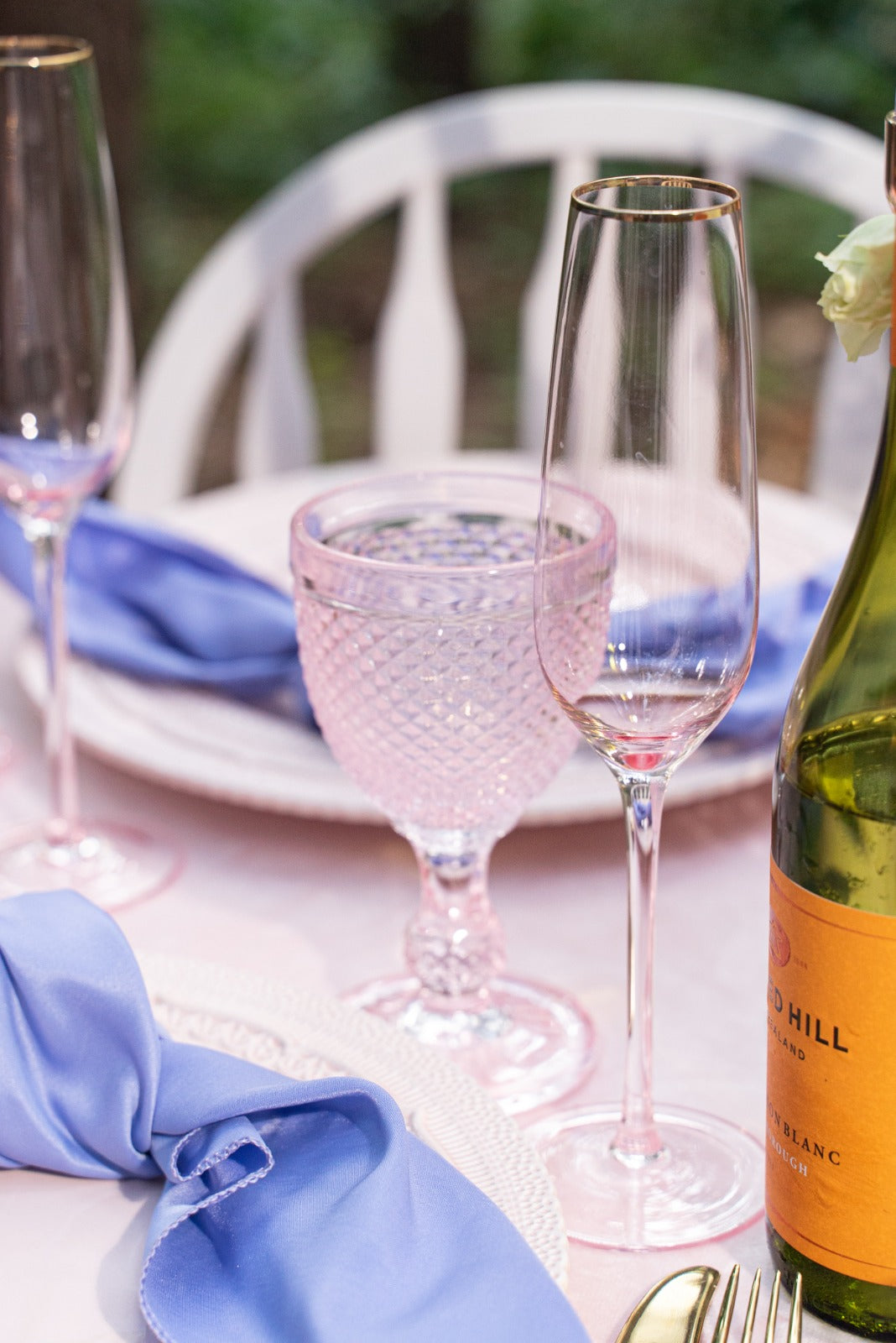 pink champagne flute glass rent in Vaughan