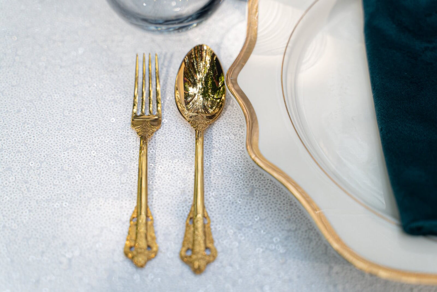 Sequin White table cloth rent in Toronto for special event