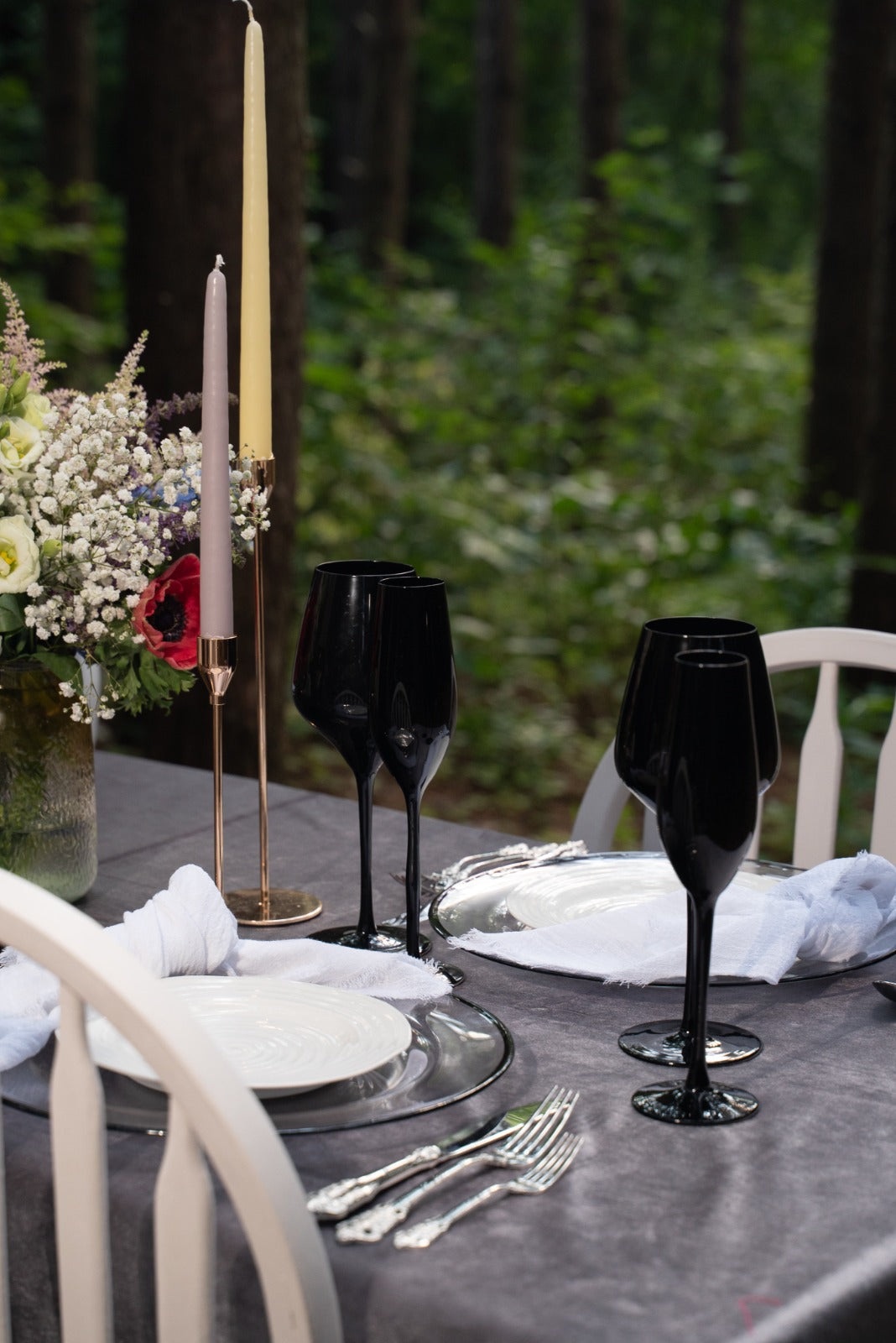 Solid black glassware for wedding rent in Vaughan