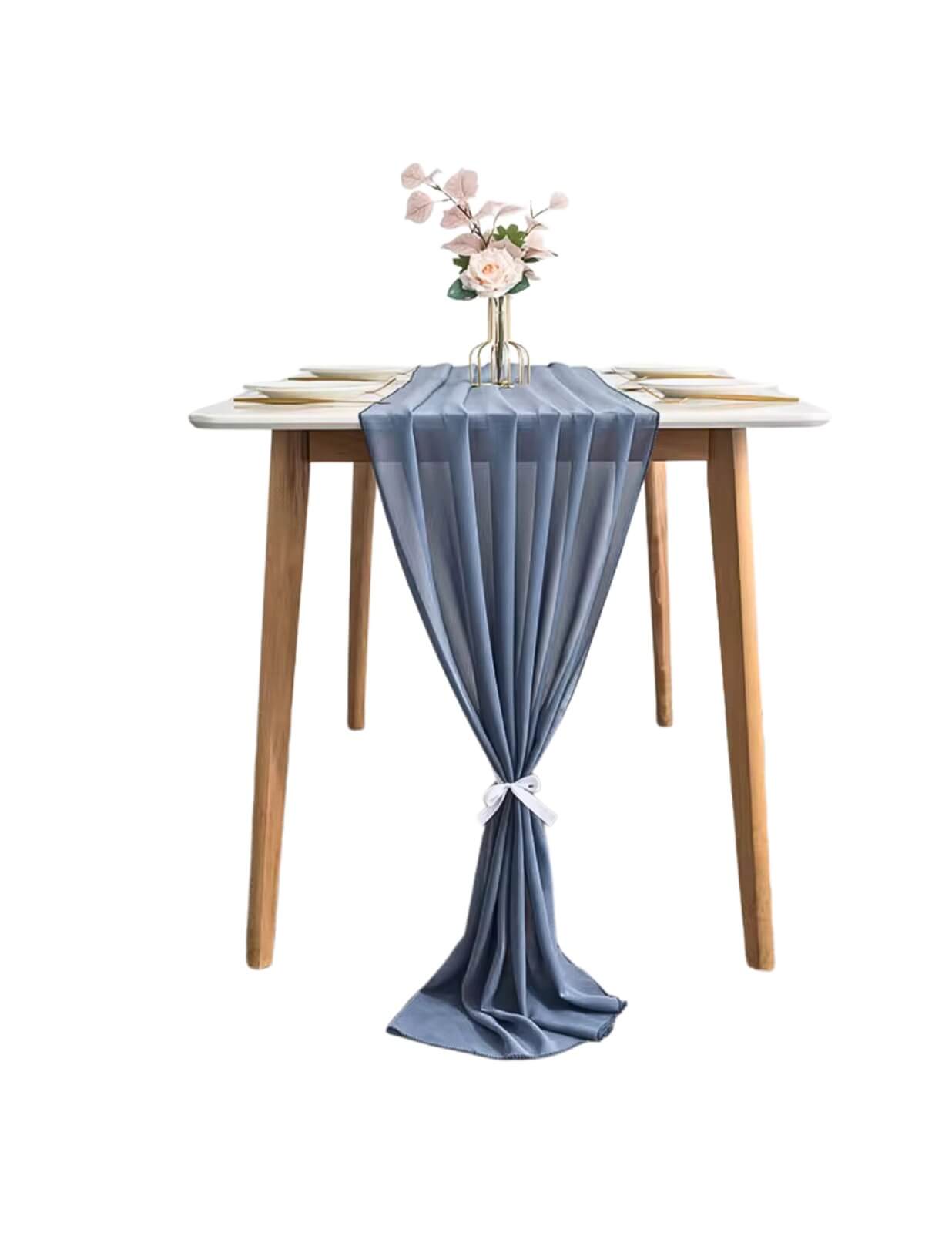 Steel Blue Chiffon Table Runner