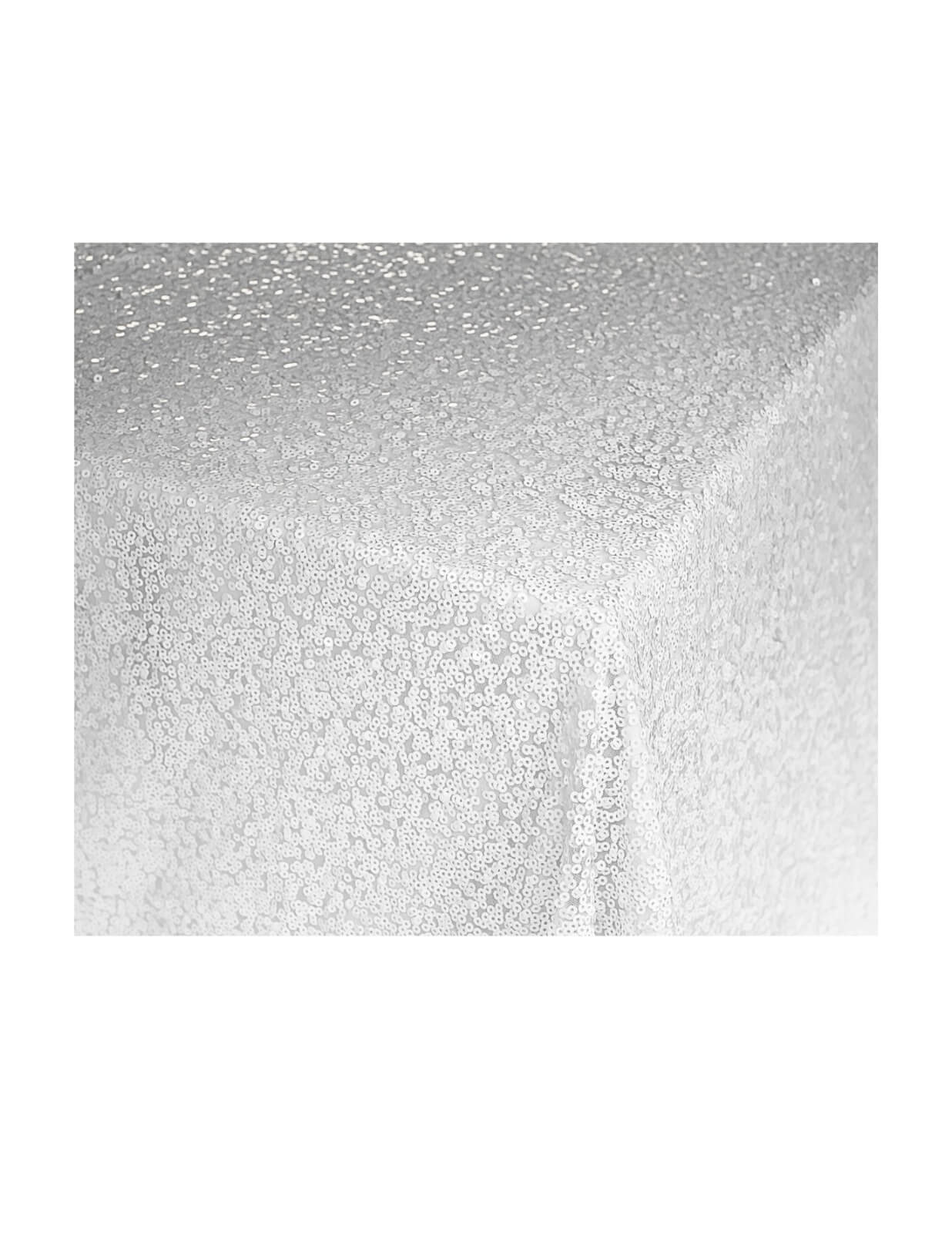 White sequin table cloth rent in Toronto for wedding