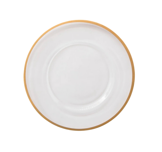 Glass gold rim charger plate rent in Vaughan