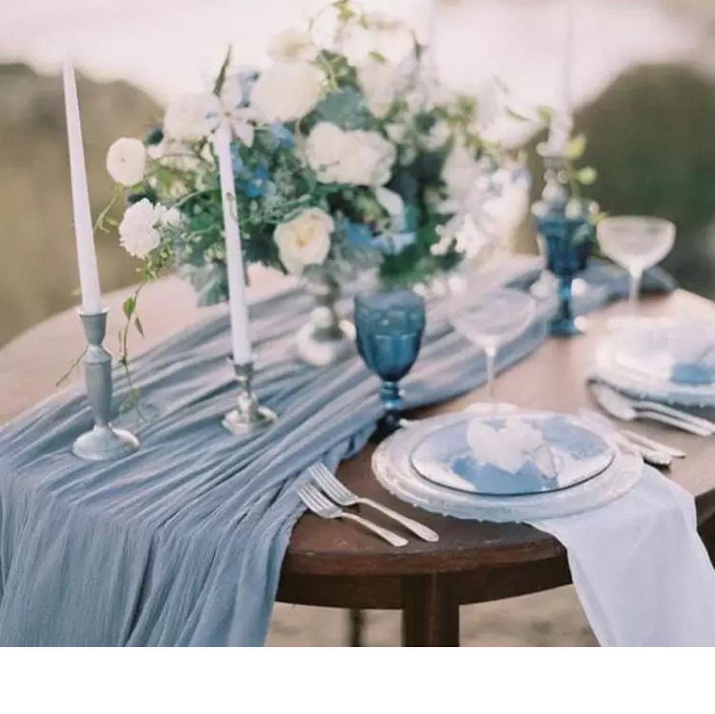 Dusty blue or baby blue table runner in Toronto for any special event 