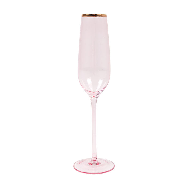 GOLD Rim PINK Champagne Glass