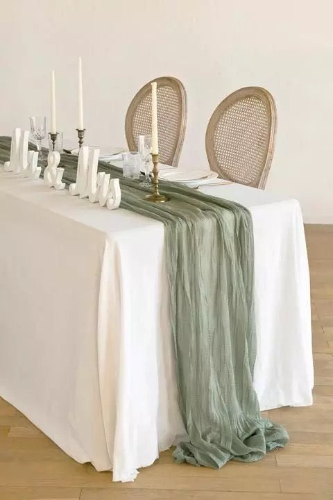 Sage green table runner rent in Toronto for any special event
