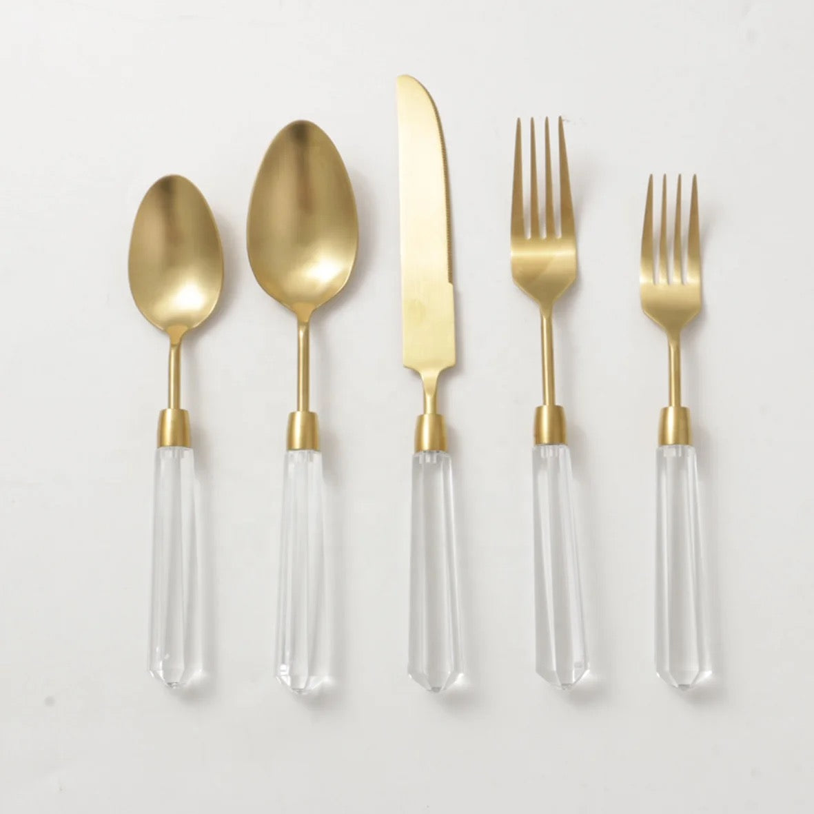 GOLD Flatware Set With CLEAR Handles