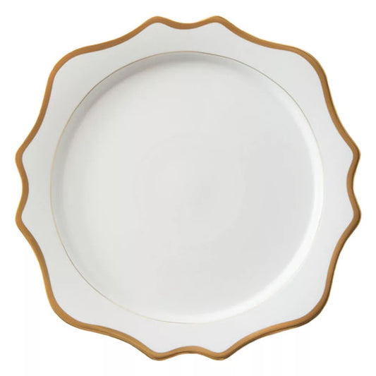 Anna WHITE with GOLD trim Charger plate